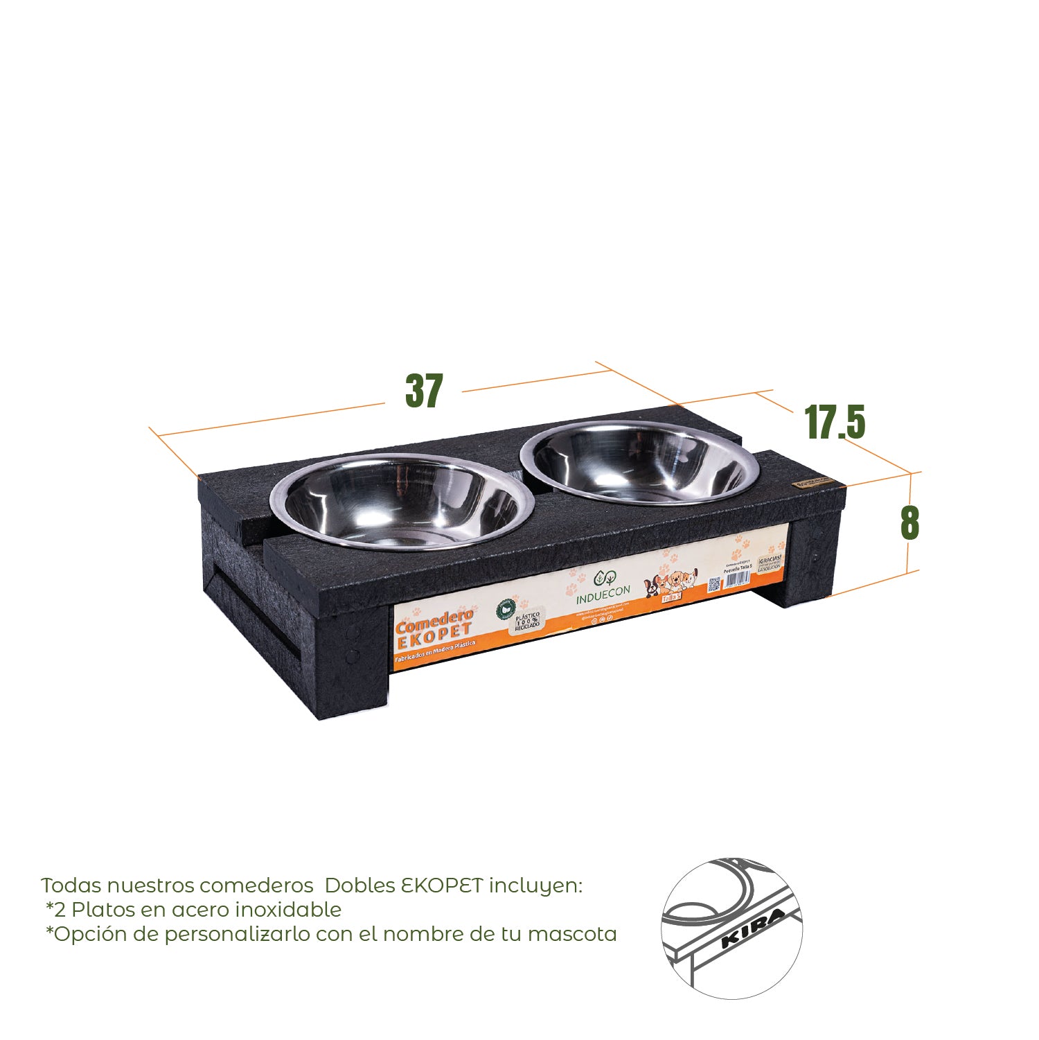 Comedero Doble para mascotas pequeñas - Talla S