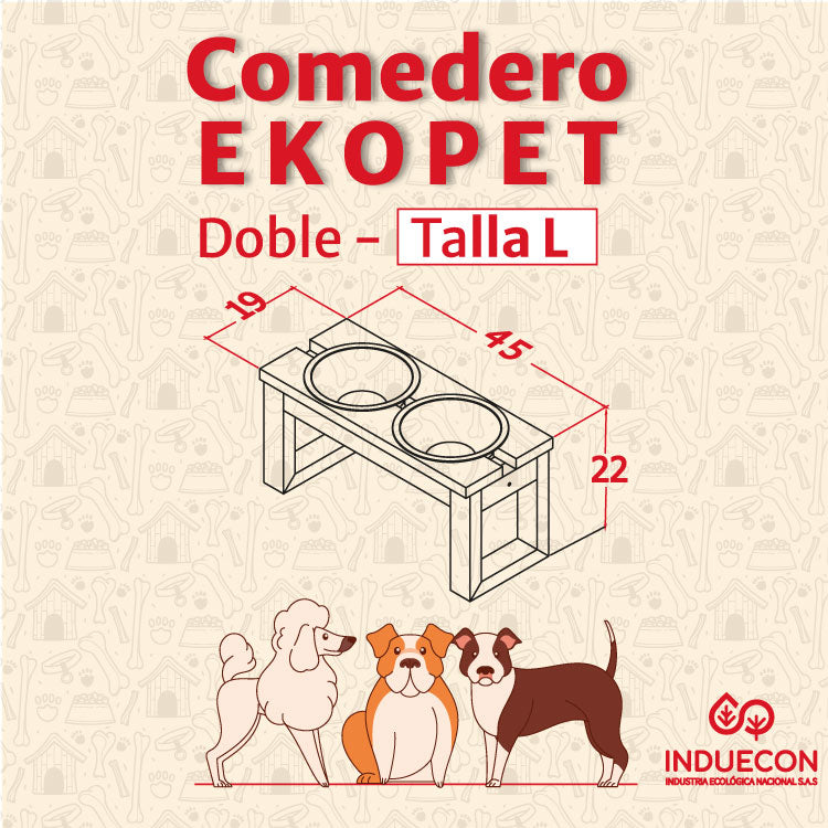 Comedero Doble para mascotas medianas altas - Talla L