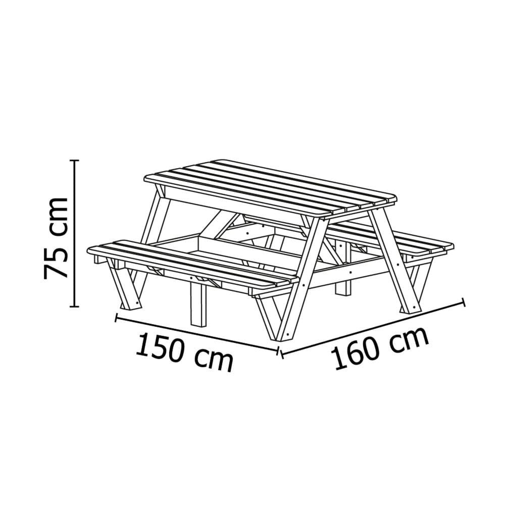 Mesa Picnic Eucalipto 6 Personas (150cm)